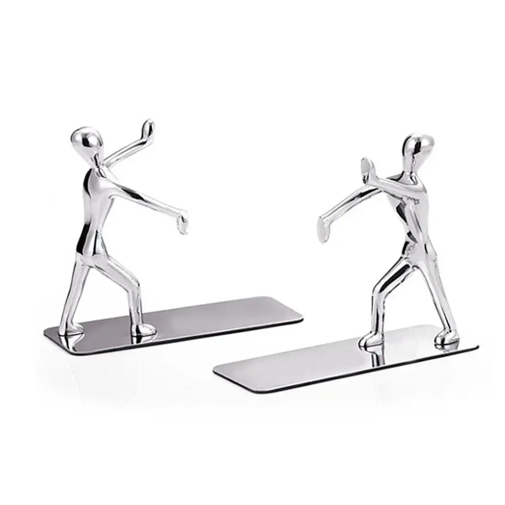 2Pcs Kung Fu Figurine Hand Push Office Book Stand Organizer Holder Home Shelf