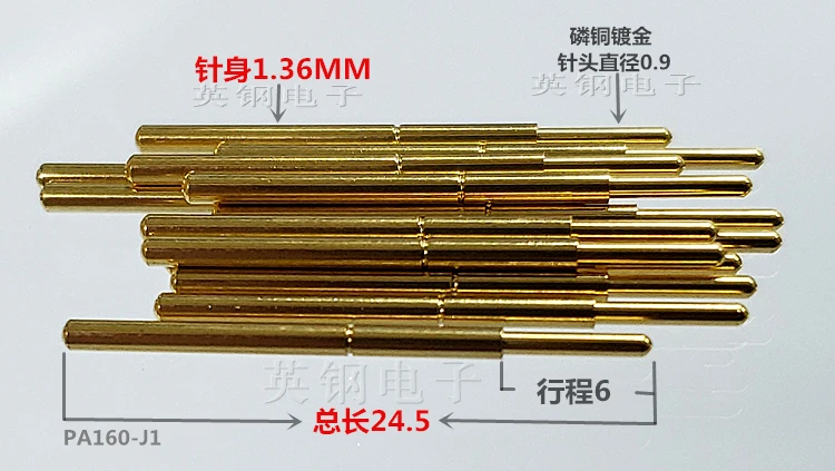 PA160-J1 Huarong Probe 1.36MM Test Needle 24.5MM Long Round Head Pogo Pin 0.99MM