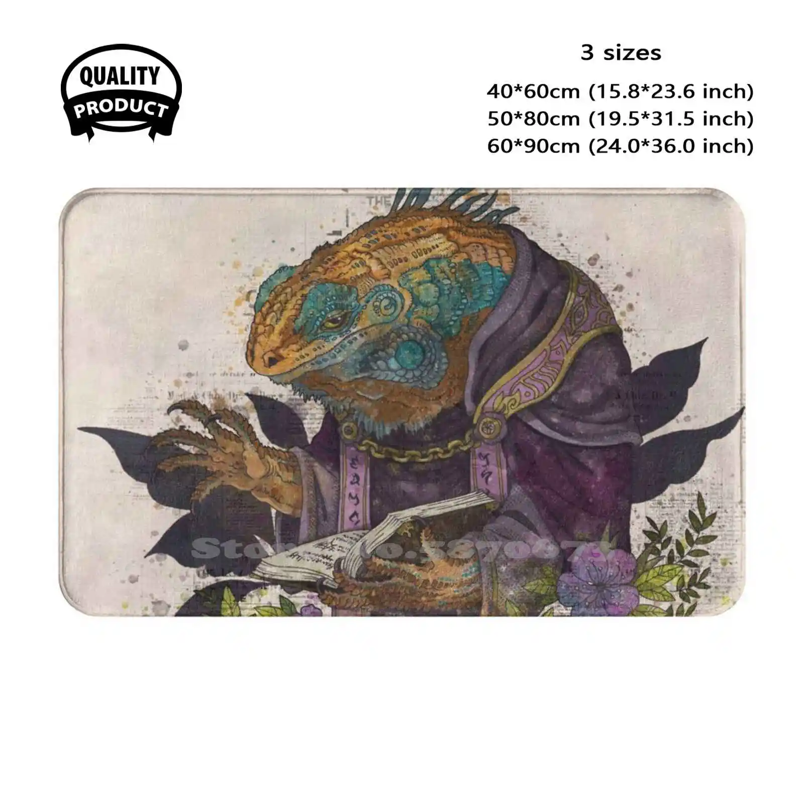 Dark Priest Iguanus Soft Cushion Home Carpet Door Mat Car Rug Steampunk Lizard Reptile Anthropomorphic Character Cartoon Anime