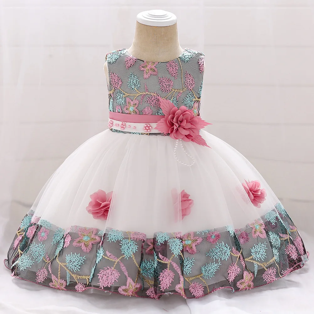 Infant Baby Girl Dress Tulle Baptism Dresses for Girls 1st Year Birthday Beading Lace Appliqued Party Wedding Prom Kids Clothes