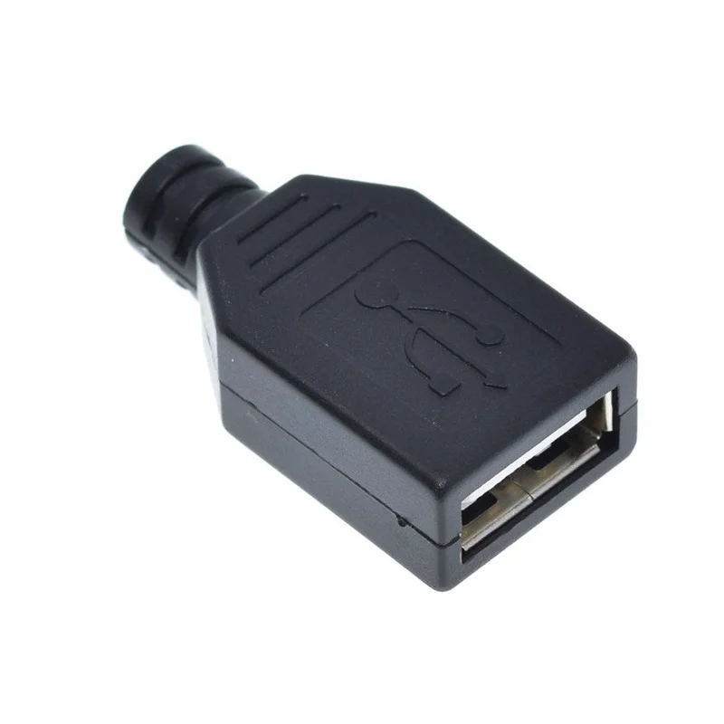 Type A Male Female USB 4 Pin Plug Socket Connector With Black Plastic Cover Type-A DIY Kits