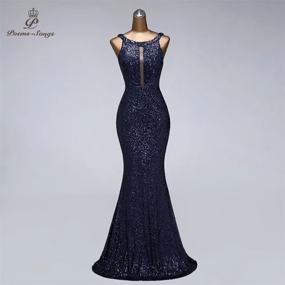 Sexy mermaid Sequin evening dresses vestido de festa prom gowns vestidos elegante party night dress robe de soiree married dress