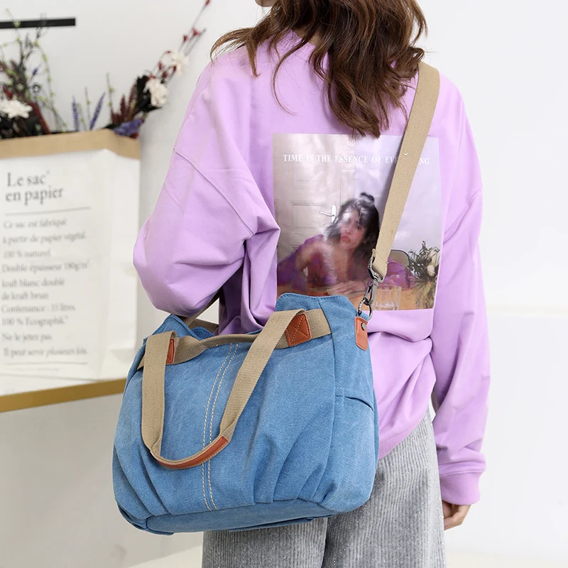Leinwand Hobos Tasche Frauen Handtaschen weibliche Designer große Kapazität Freizeit Umhängetaschen für Reise wochen ende Outdoor Bolasas Farben – Detail 24