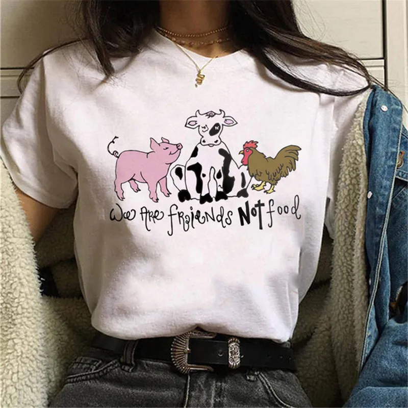 Maycaur Avocado Vegan Women T Shirt Harajuku Ulzzang Kawaii Cartoon Tshirt 90s Graphic Female Short Sleeve T-shirt Summer Clothe