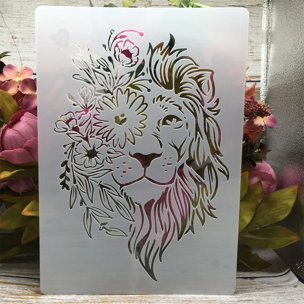 A4 29cm Mandala kwiat lew DIY Layering szablony malowanie ścian kolorowanka szablony do albumu szablon do dekoracji