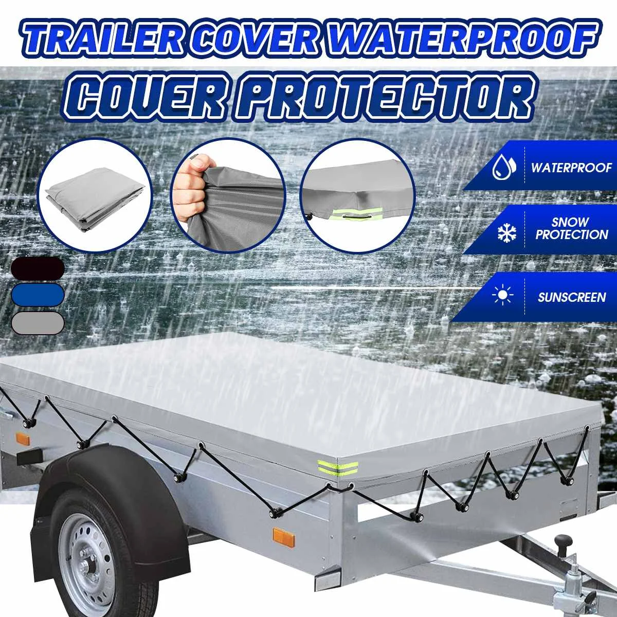 Universal Trailer Car Cover Auto Roof Tent Sunshade Waterproof Windproof Dustproof Outdoor Protector Travel Camping Canopy