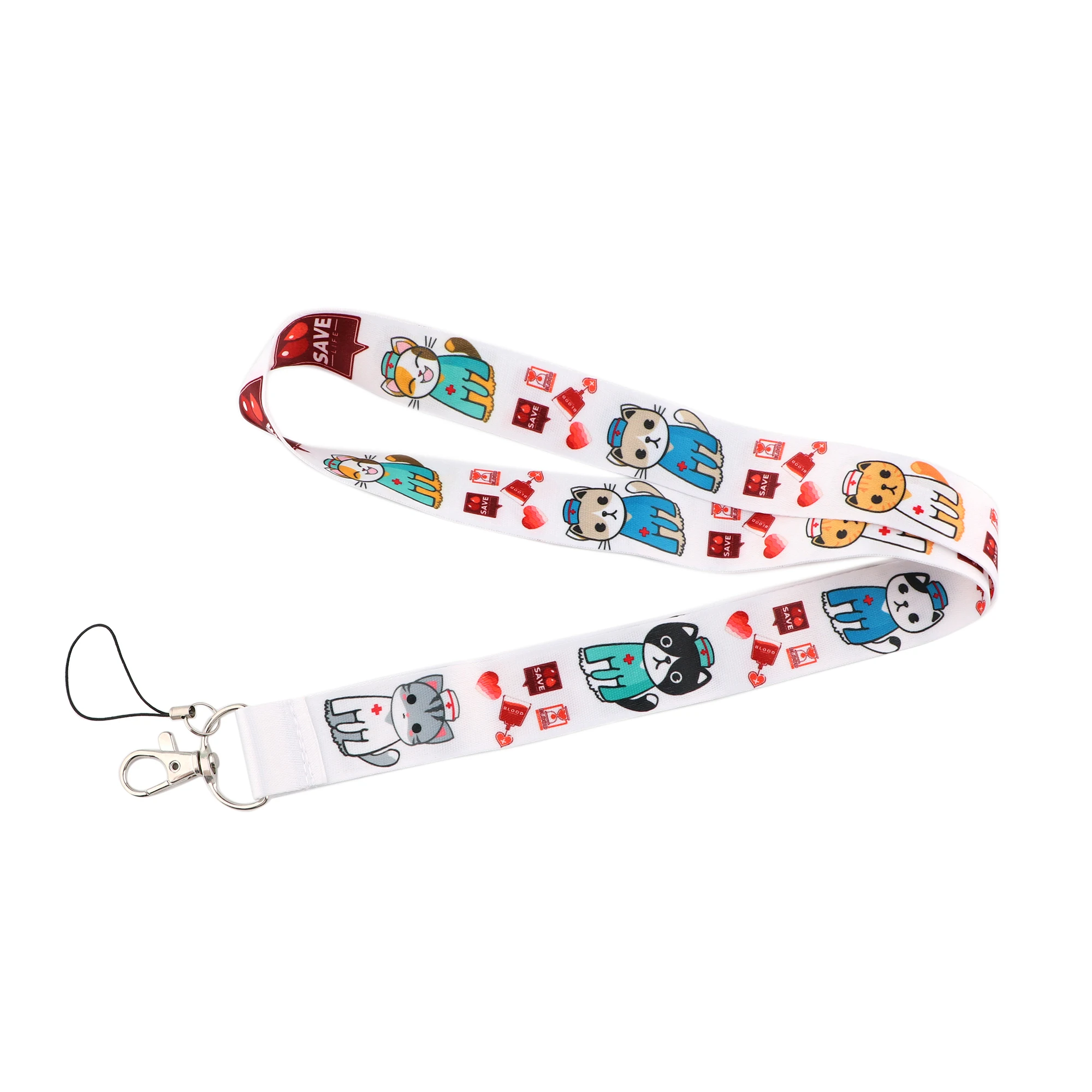 JF1261 Animal Doctor Cute Cat Neck Strap Lanyards for Key ID Card Gym Cell Phone Strap USB Badge Holder Rope Pendant Key Chain