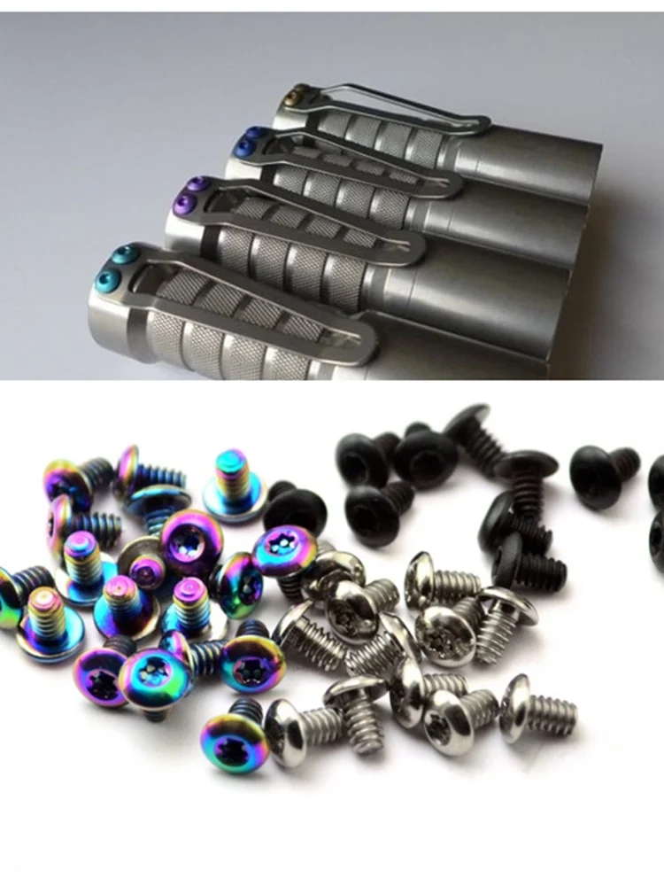 

2PCs Titanium Alloy Screw for BOSS Jeff Hanko Machine Works Barrel Flashlight, for Steel Flame Back Clamp