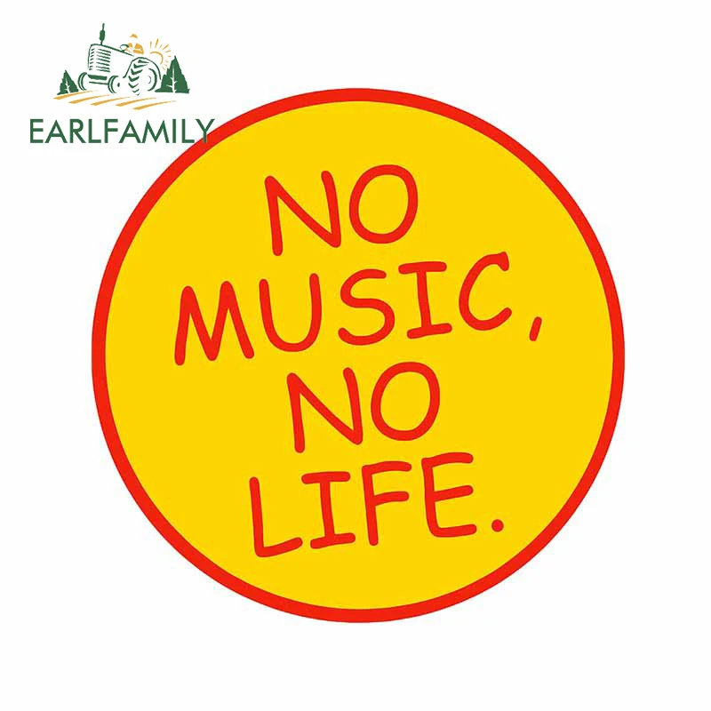 EARLFAMILY 13cm x 12.7cm for No Music No Life Decal Silhouette Snowboard VAN Bumper Car Stickers Suitcase Anime JDM Assessoires