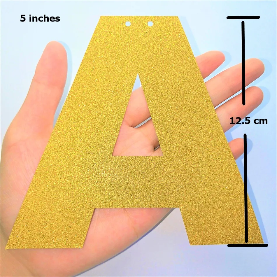 Personalized Alphabet Glitter Letter Paper Banner DIY Name Hanging Party Flags Garland Decoration Birthday Nursery Wedding Decor