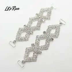 LKERAN 2Pcs 38*130mm Geometric Rhinestone Buckles Bikini Buckle/Clothing Connector Decoration Buckle Beachwear Wedding Decor