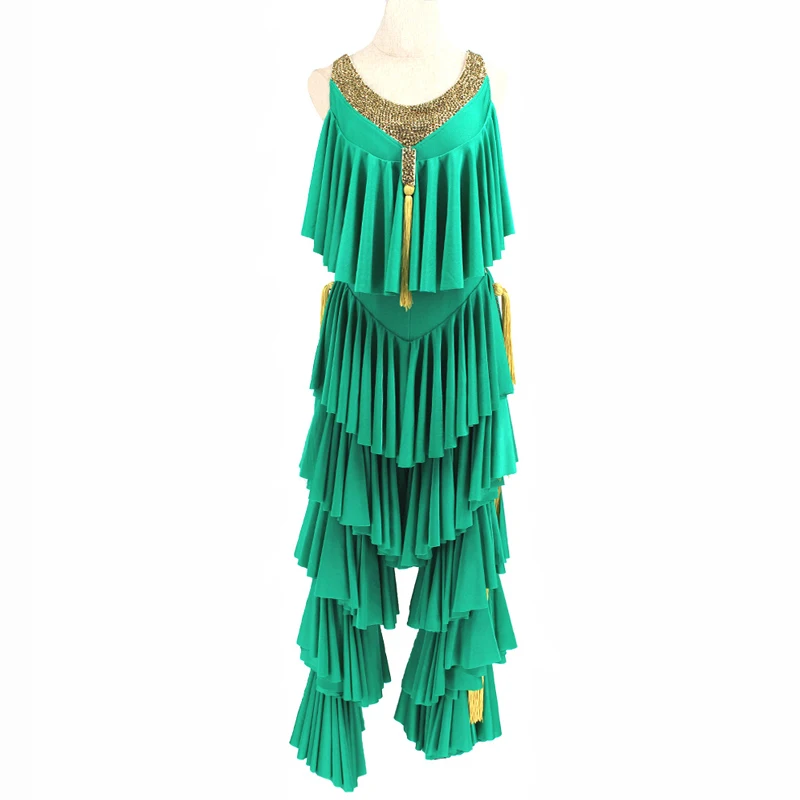 Latin Dance Dress Women Samba Dance Jumpsuit Fringe Pants Performance Clothes For Women Competition Rhinestone Costume BL4516