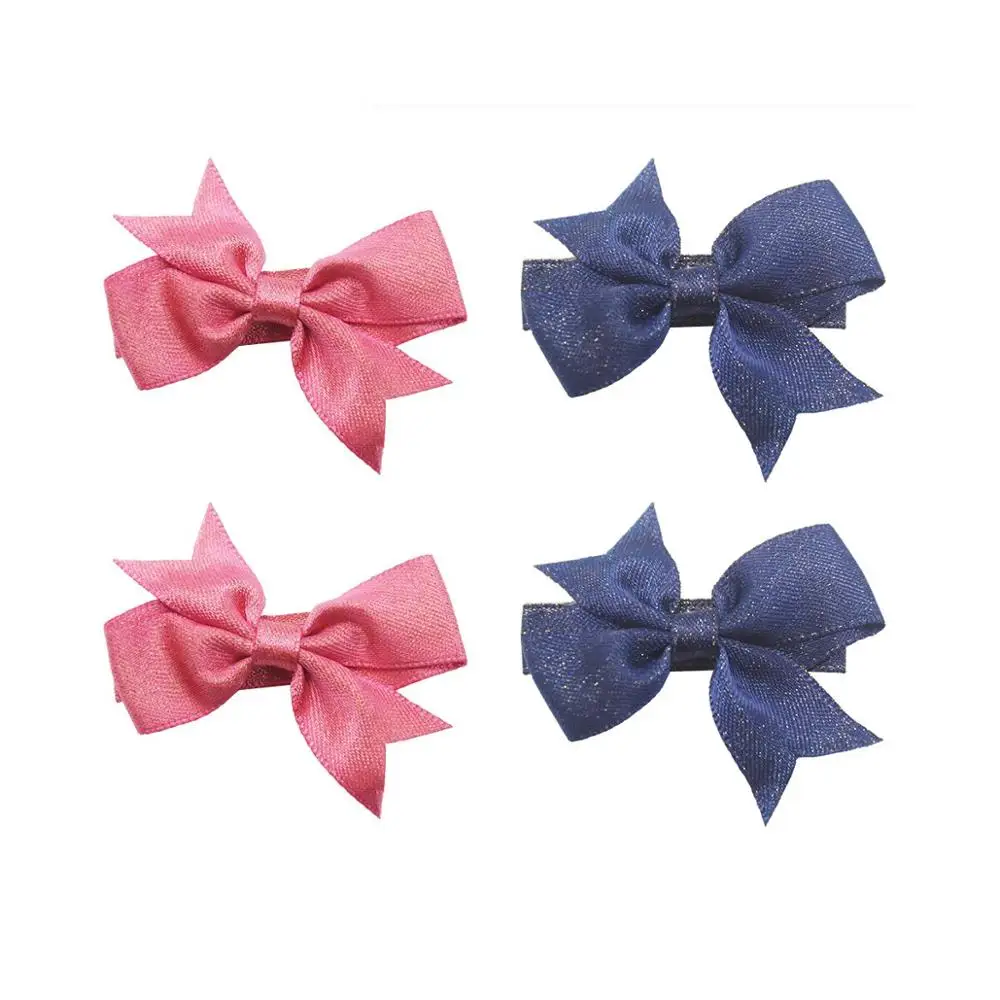 40PCS Mini Baby Clips for Fine Hair 2Inch Glitter Grosgrain Ribbon Hair Bow Alligator Hair Clips Fully Lined for Infants Toddler