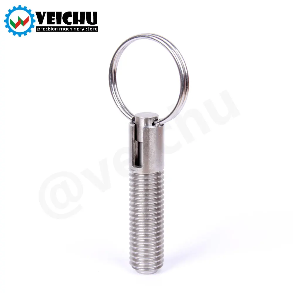 VEICHU 1pc Stainless/Carbon Steel Locating Pins Hand Retractable Spring Pins VCN234 M6~M16 Index Bolt Indexing Plunger With Ring
