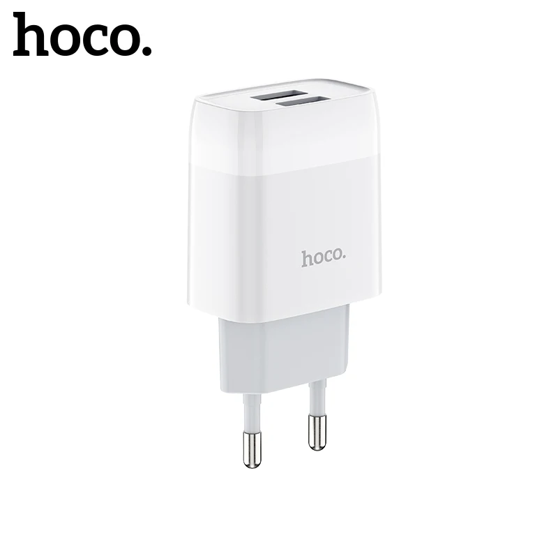 Hoco-cargador USB Dual para teléfono Samsung, adaptador de pared Mini para Xiaomi Mi 11/10 Pro, enchufe de la ue, ee. Uu. Y reino unido, 2.4A Max, A51, A71