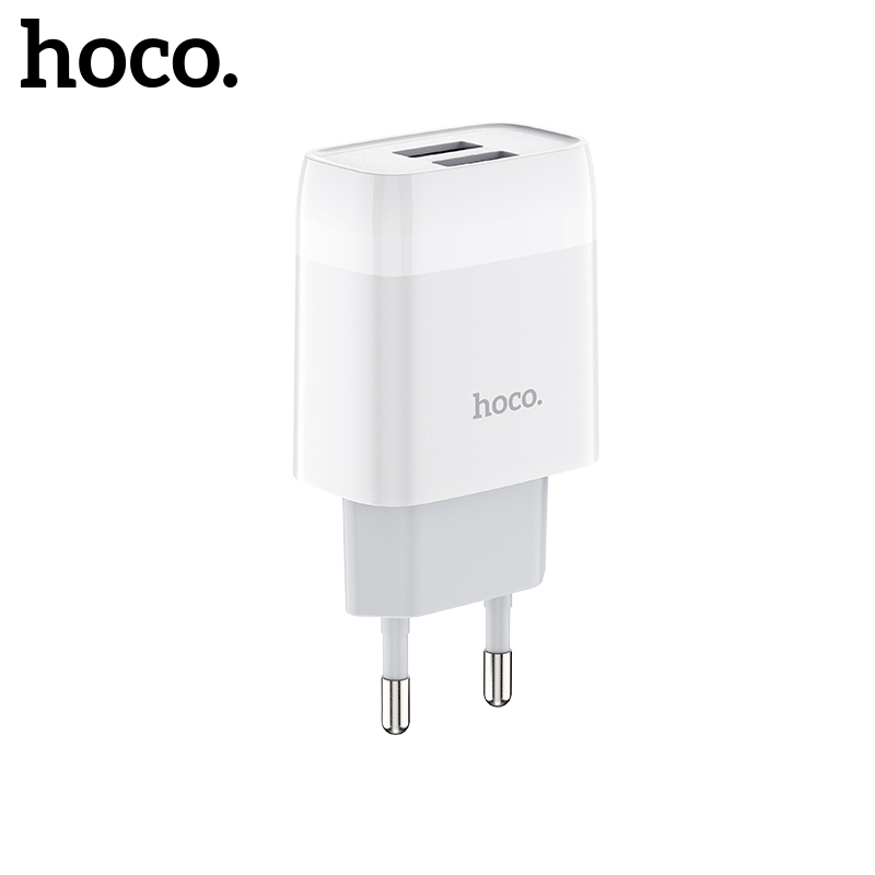  Hoco Dual USB Charger EU/US/UK Plug 2.4A Max Phone Charger For Samsung A51 A71 Mini Wall Adapter Charger For Xiaomi Mi 11/10 Pro 