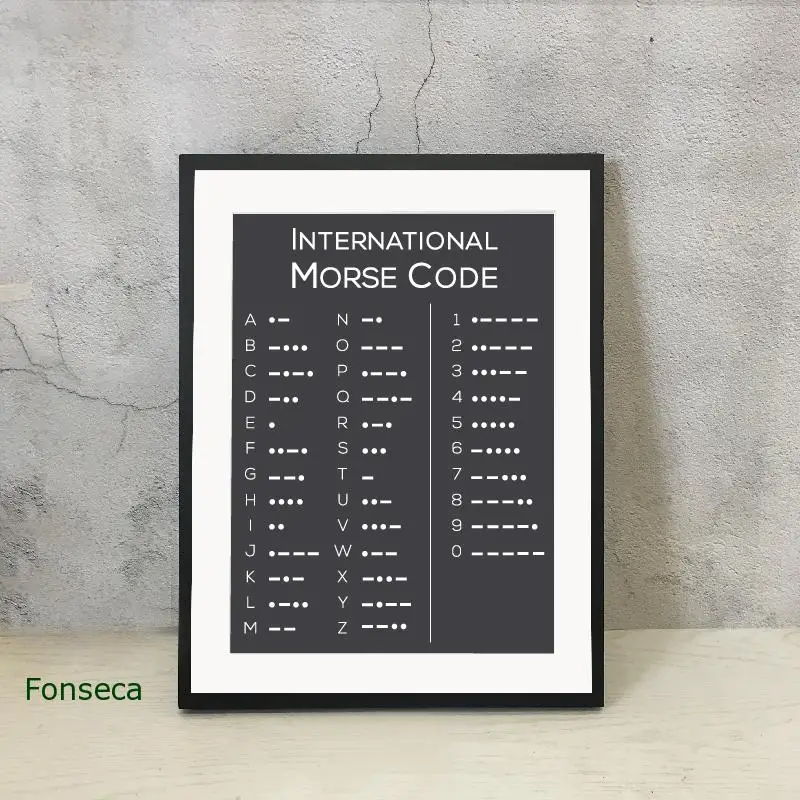 Morse Code Poster and Print Modern Minimalist Black White Canvas Painting  Wall Art Picture for Living Room Home Decor