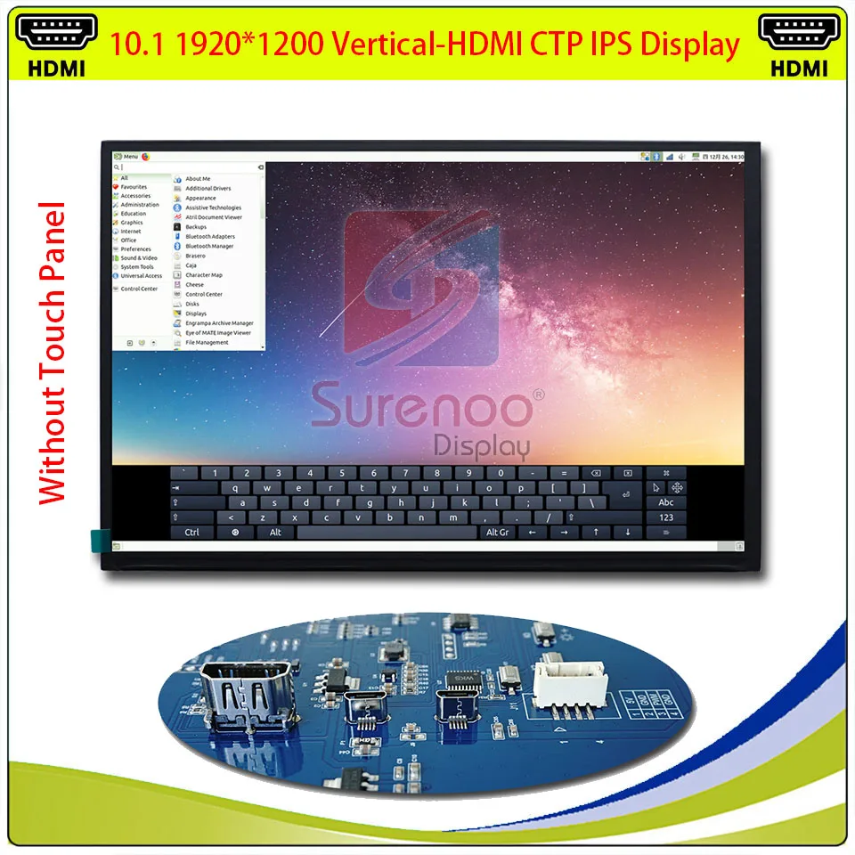 10.1" inch 1920*1200 IPS Vertical HDMI-Compatible LCD Module Monitor Display Screen USB Capacitive Touch Panel for RaspBerry Pi