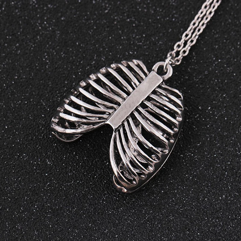 Skeleton Pendant Necklace Anatomy Anatomical Human Rib Chest Necklace Fashion Vintage Biology Jewelry Men