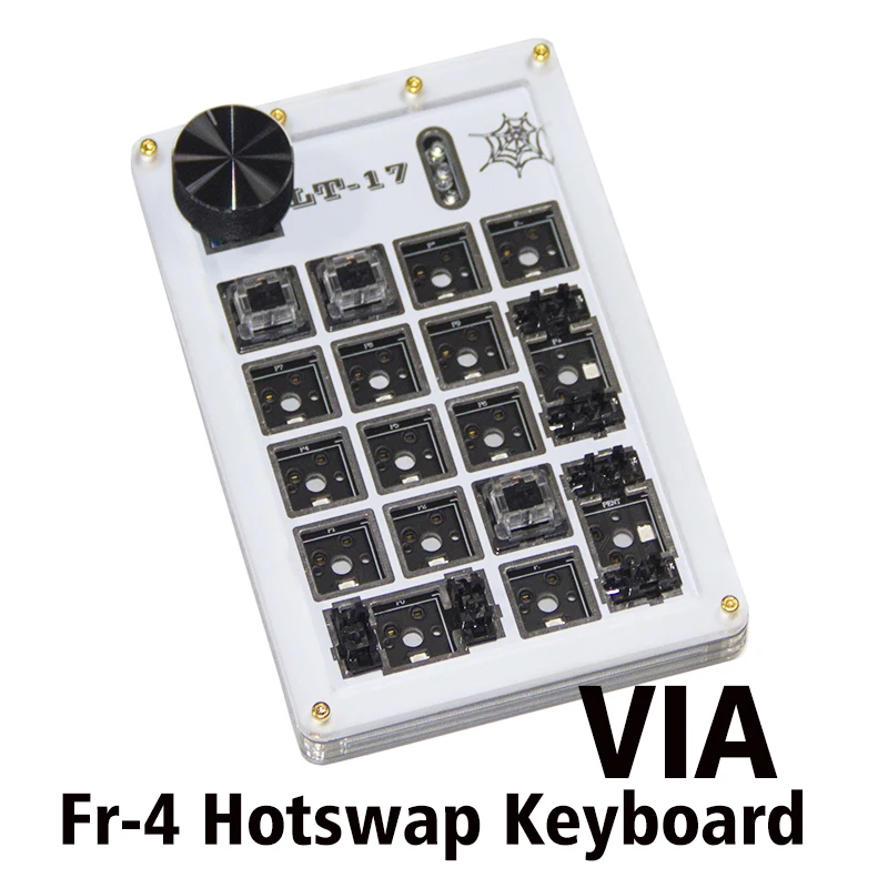 

VIA New 17Key White Fr-4 Plate Hot swappable Slot RGB Backlight Macropad Knob Standard Numpad Programmable Game Keypad Macro