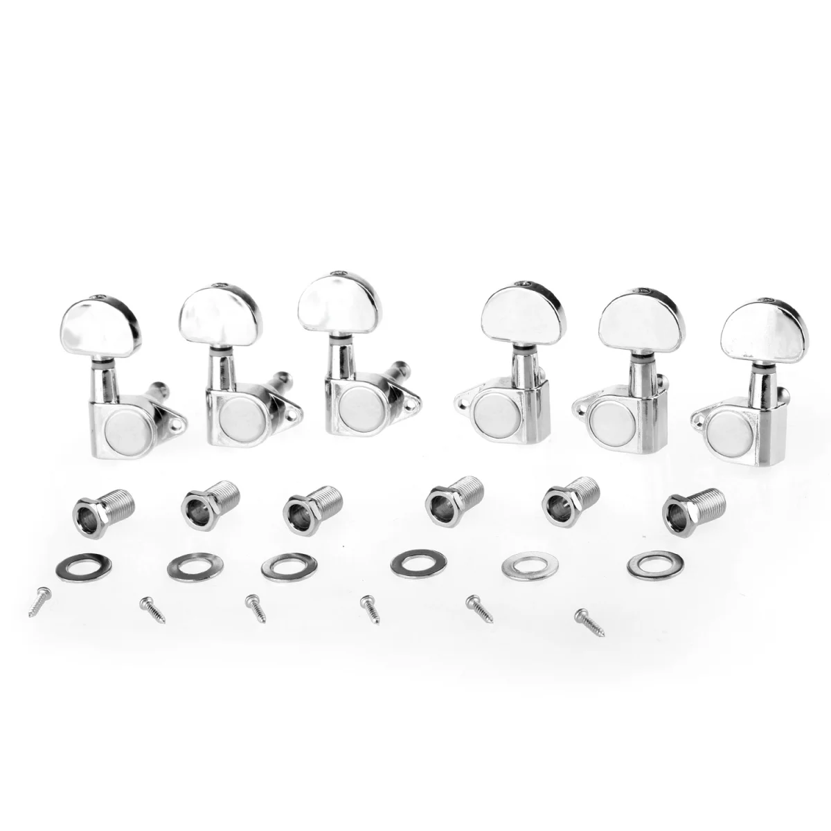 Musiclily 3x3 Epi Style Sealed  Guitar Tuners Tuning Pegs Keys Machine Heads, Half Moon Button Chrome