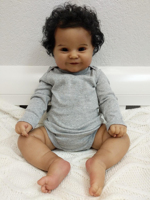 NPK 50CM Soft Body Flexible Reborn Baby Girl Maddie Black Skin African American Baby Handrooted Hair