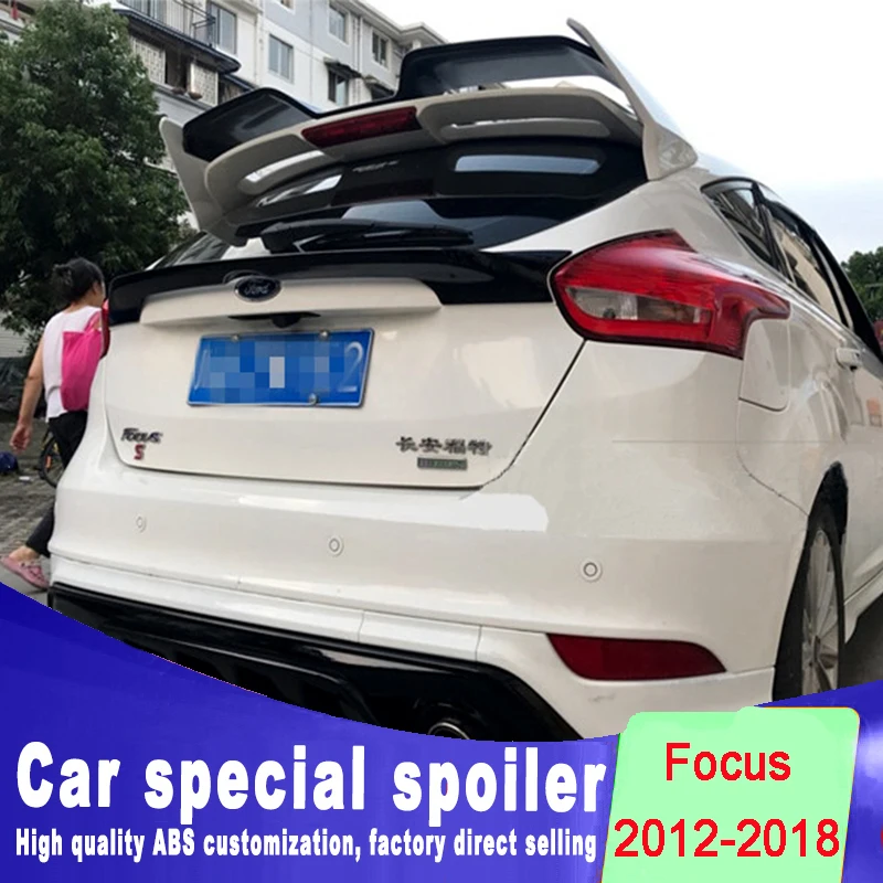 Mid Spoiler For Ford Focus RS ST 2015 2016 2017 2018 Rear Spoiler Middle Wing Lip Cover Hihg Quality ABS Spoiler By Gloss Black