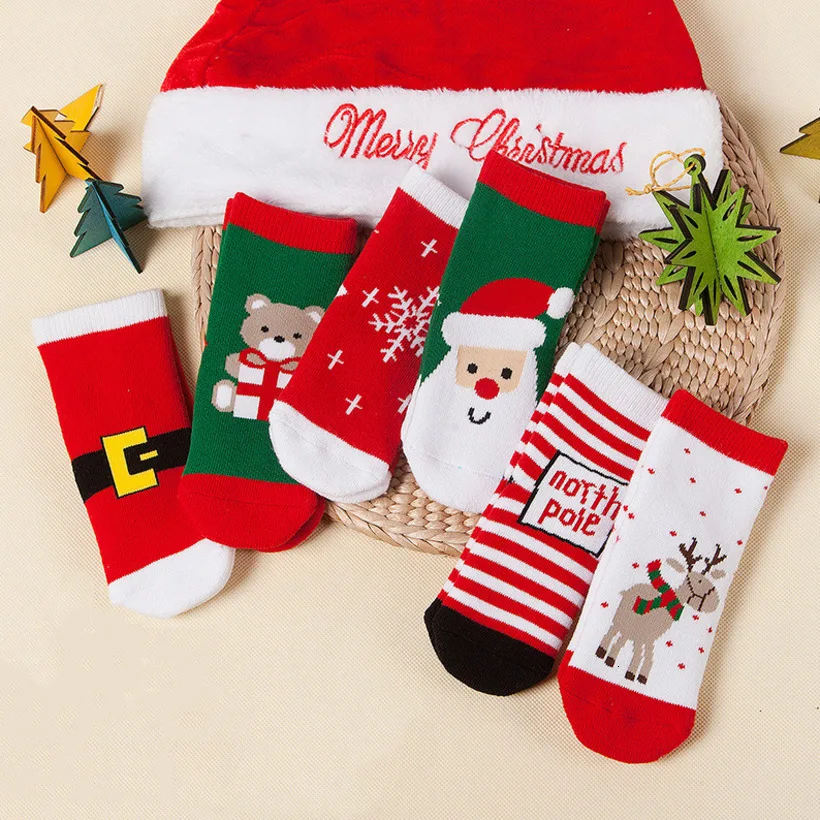 2020 Xmas Kids Socks Snowman Printed Boys Girls Socks Cotton Floor Thick Feetwear Christmas Sock Anti Slip Children Socks