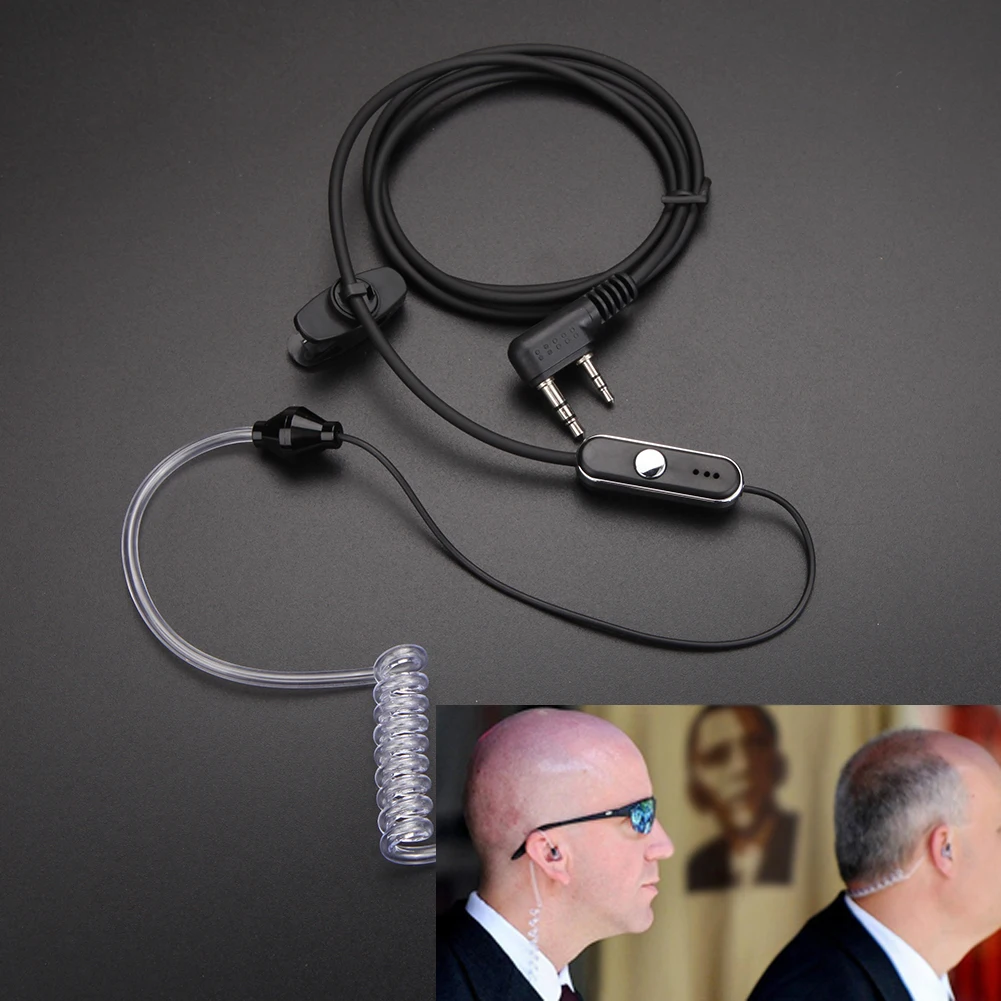 Гарнитура 2 pin Air Tube Earpiece PTT MIC Covert для акустической трубки, наушников для радиостанций Baofeng Retevis L3FE