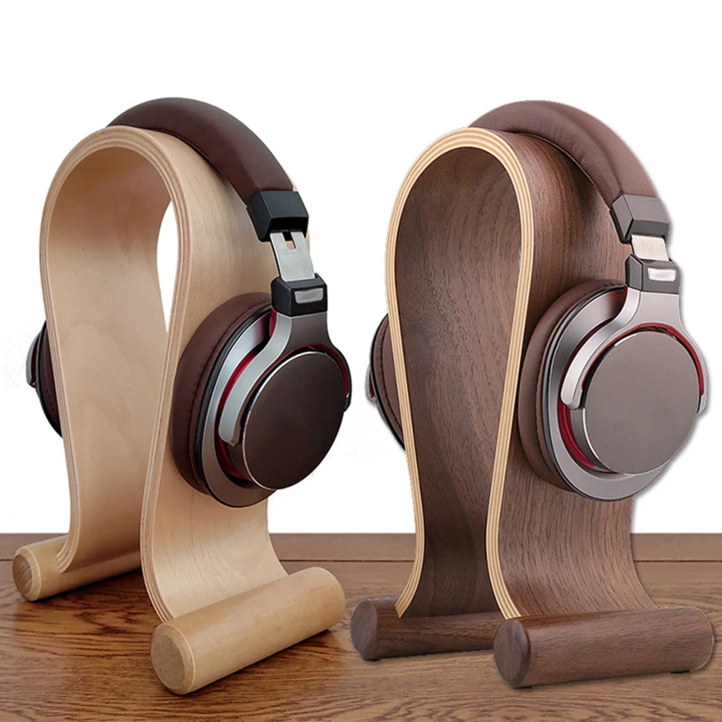 Universal Walnut Wood Headphone Stand Solid Wood Earphone Hanger Headset Holder Display Shelf for Gaming Headphones Accessories