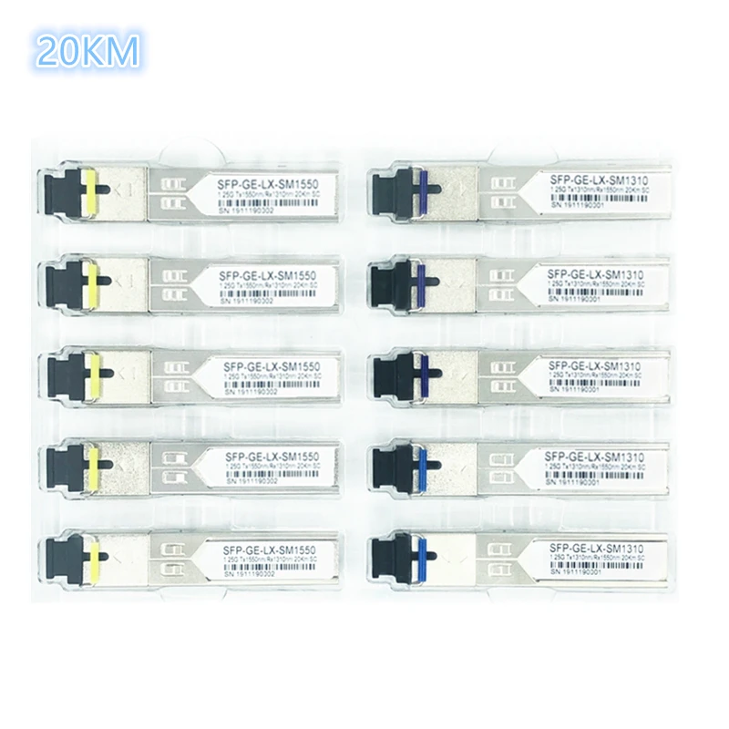 

SC SFP Fiber optic module 1.25G SC 20KM 1310/1550nm Single Fiber SFP Optical Module Transceiver FOR ONU OLT5 pairs compatibility