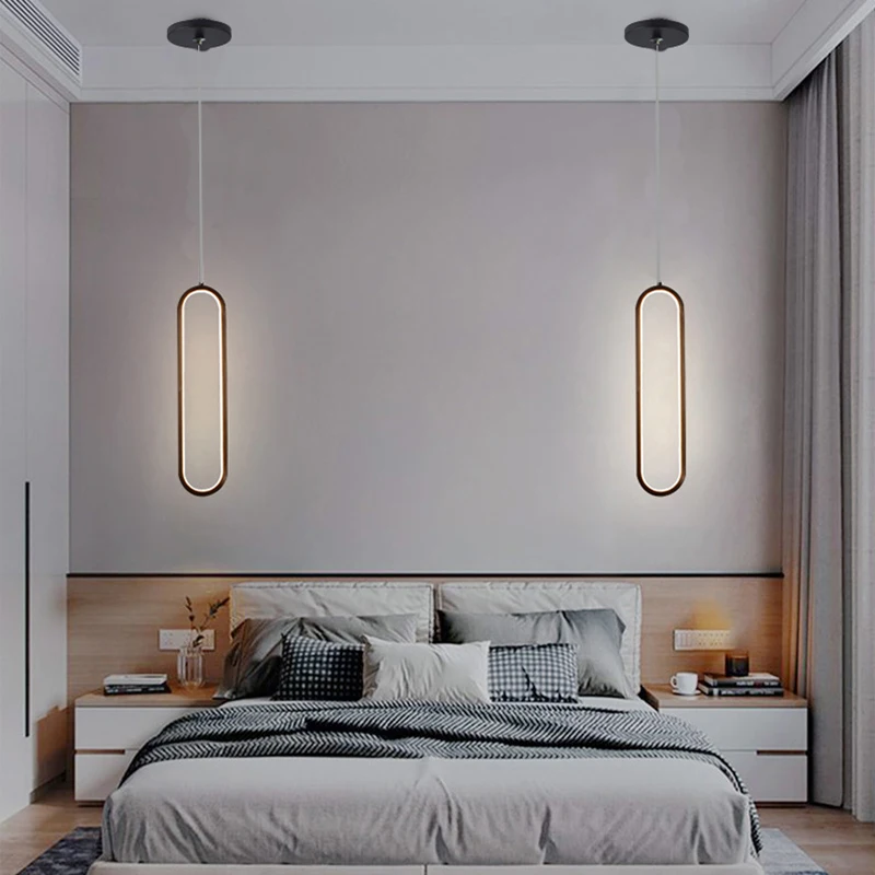 

Modern LED Pendant Lights Minimalist Restaurant /coffee Bar/living Room/bedside Pendant Lamp Background Wall Long Line Hang Lamp