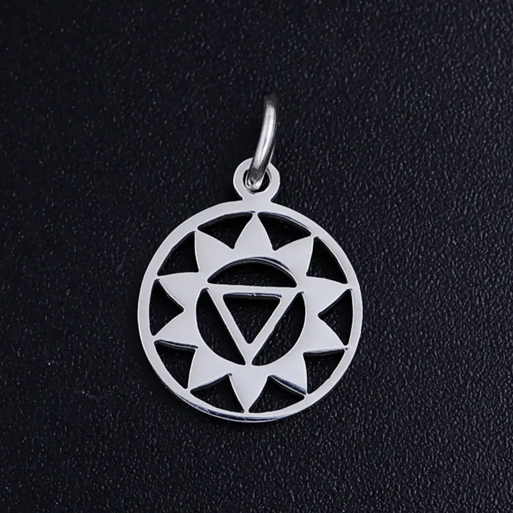 5pcs/lot 7 Chakra Yoga Stainless Steel Jewelry Pendant DIY Charms Wholesale Never Tarnish Factory Store Jewellery Supplies