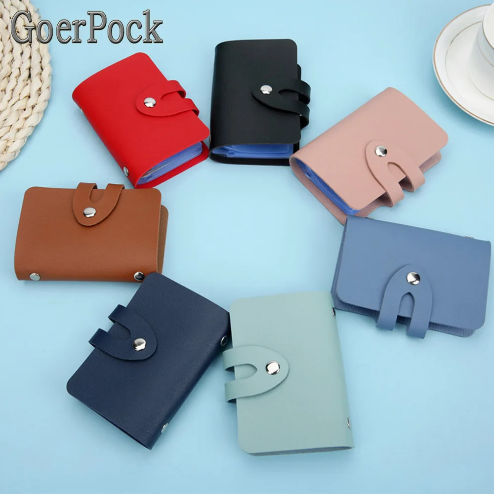 

New Leather Function 24 Bits Card Case Business Card Holder Men Women Credit Passport Card Bag ID Passport Card Wallet Fashion