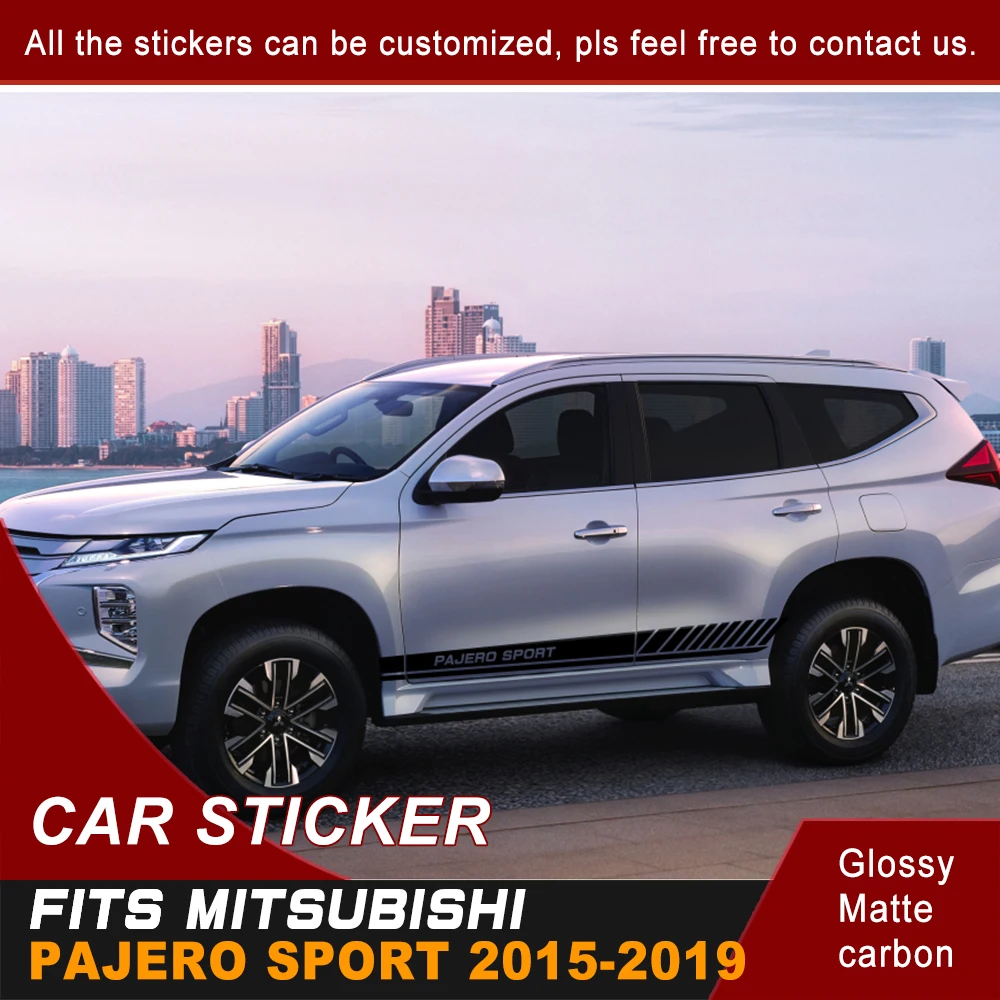 

2 pcs racing sport styling door body side stripe graphic vinyl car sticker for pajero suv 2015 - 2020