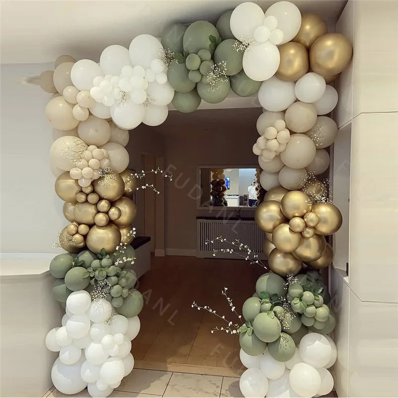 

222Pcs/Lot Avocado Green Arch Garland Kit Balloon Set DIY Gold Gold Chrome Wedding Balloons Birthday Baby Shower Party Decor