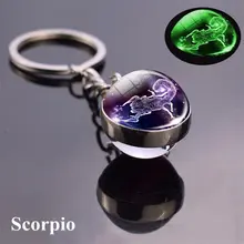 Glow in Dark Zodiac Glass Keychain 12 Constellations #5