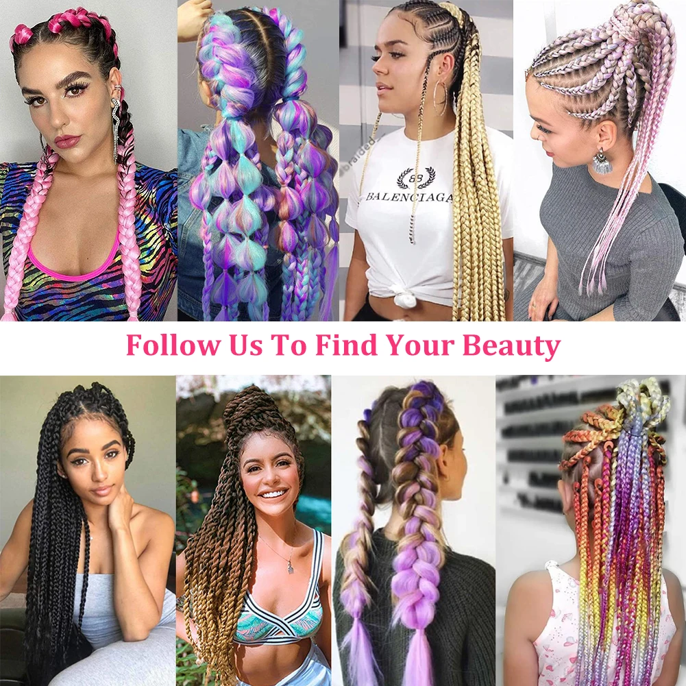 Long Jumbo Hair Braid Synthetic Extensions Braiding Hair Ombre Color Pink Grey Blonde Hair Kanekalon Braid For Women Dream Like