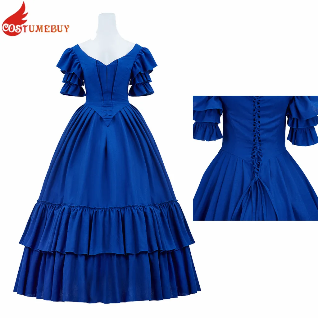 

Costumebuy 18th Century Victorian Marie Antoinette Rococo Colonial Georgian Ball Gown Baroque Masquerade Women Dress Blue Dress