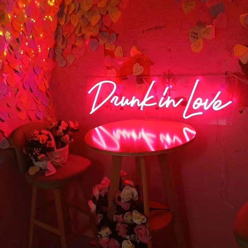 

OHANEONK Custom Drunk In Love Led Neon Sign Light for Wedding Decoration Bedroom Home Wall Decor Marriage Party Decorative Il