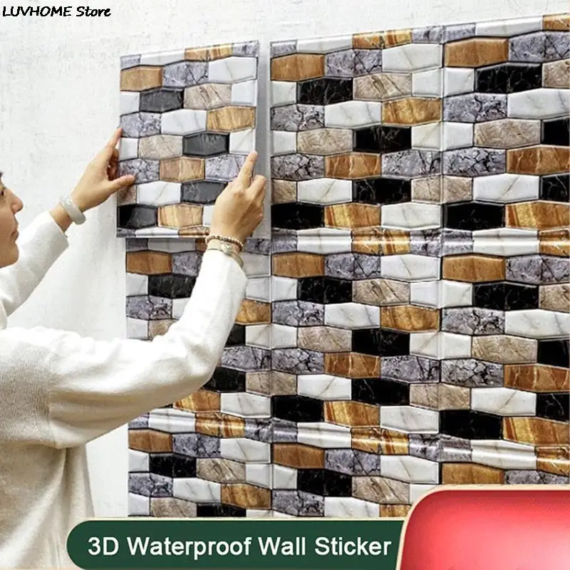 

30cm*30cm 3D Self-adhesive Waterproof Brick Shape Wall Sticker Bathroom Home Decoration