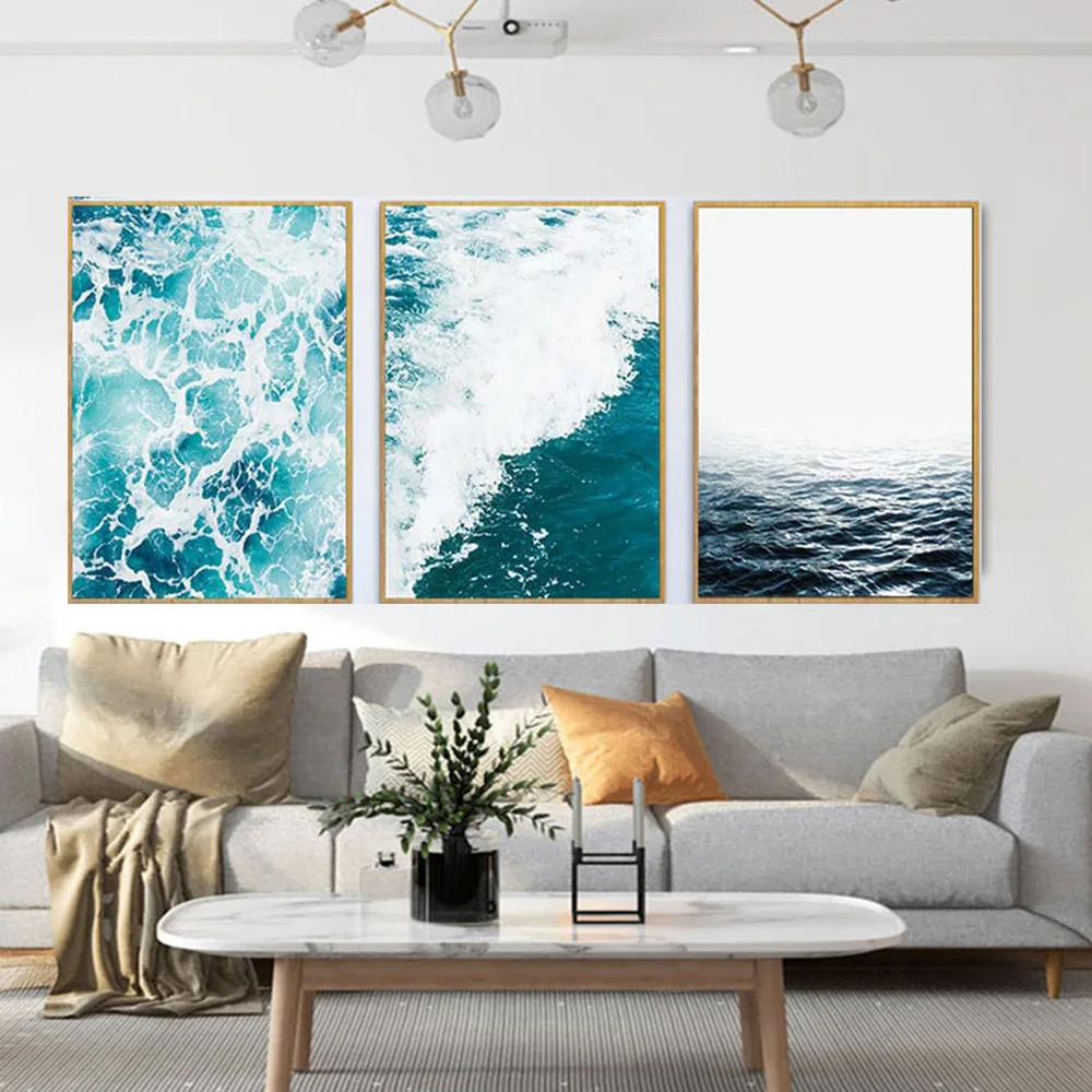 

Triptych Blue Sea 5D Diy Diamond Painting Ocean Wave Summer Wall Decor Diamond Embroidery Mosaic 3Pcs Wedding DecorationsZP-3151