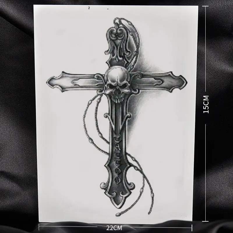 Autocollants de tatouage 3D imperméables pour hommes et femmes, crâne croisé, sueur, vert, degré d'usure, faux tatouage temporaire, art corporel, bras de fleur