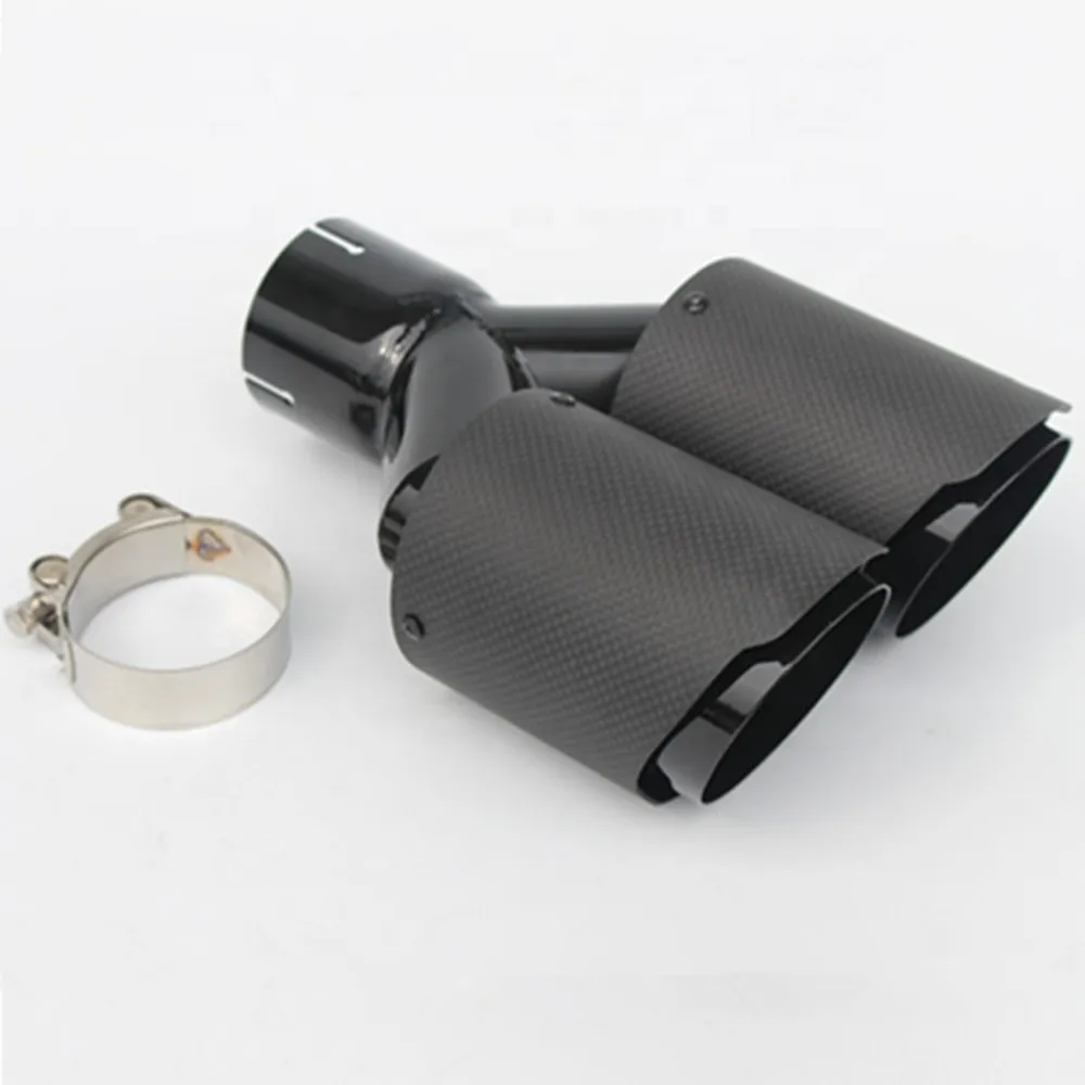 For Akrapovic Car Carbon Fiber Muffler Tip Y Shape Double Exit Exhaust Pipe Mufflers Nozzle Decoration Universal Black Stainless