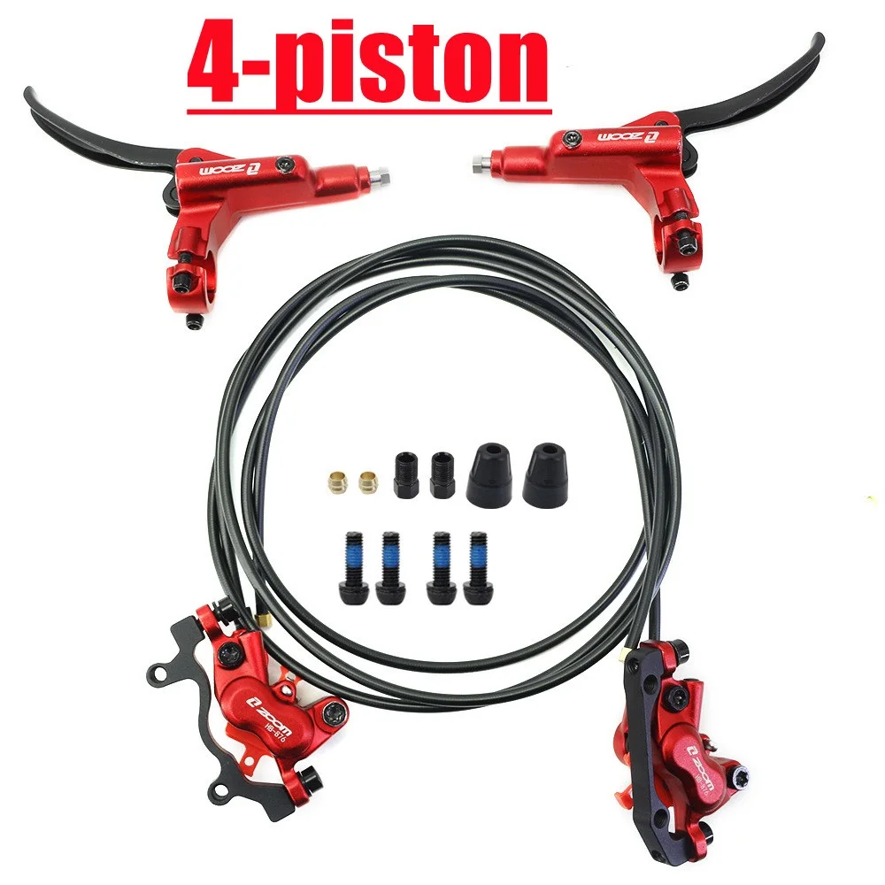 

ZOOM 4 Piston MTB Bike Hydraulic Disc Brake 800/1400mm Mountain Bicycle Oil pressure Brake Caliper 160mm Rotor Bicycle Parts