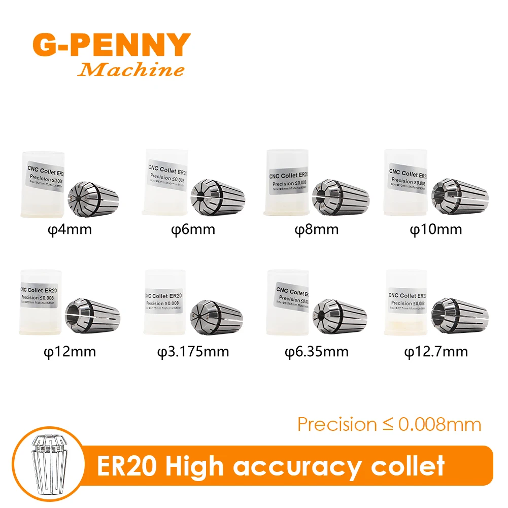 G-Penny ER20 spring collet chuck set 1 pcs High accuracy precision 0.008mm for CNC Milling Lathe Tool spindle motor