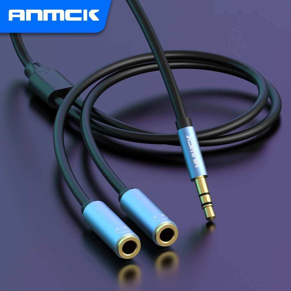 Anmck Headphone Splitter Cable 3.5mm  Audio Cables Splitter Extension Cable 3.5mm Male to 2 Port 3.5mm Female AUX 3.5 Jack Cable