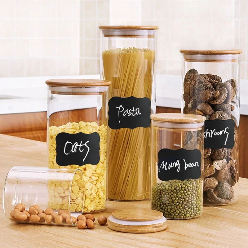 Waterproof Erasable Blackboard Sticker  Kitchen Spice Label Stickers Home Jars Bottles Tags Blackboard Labels With Marker Pen