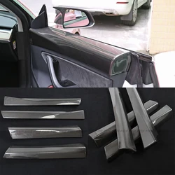 4pcs Car interior door decoration Molding Trim For Tesla Model 3 Carbon Fiber Inner Decoration Protection Sticker 2016-2021