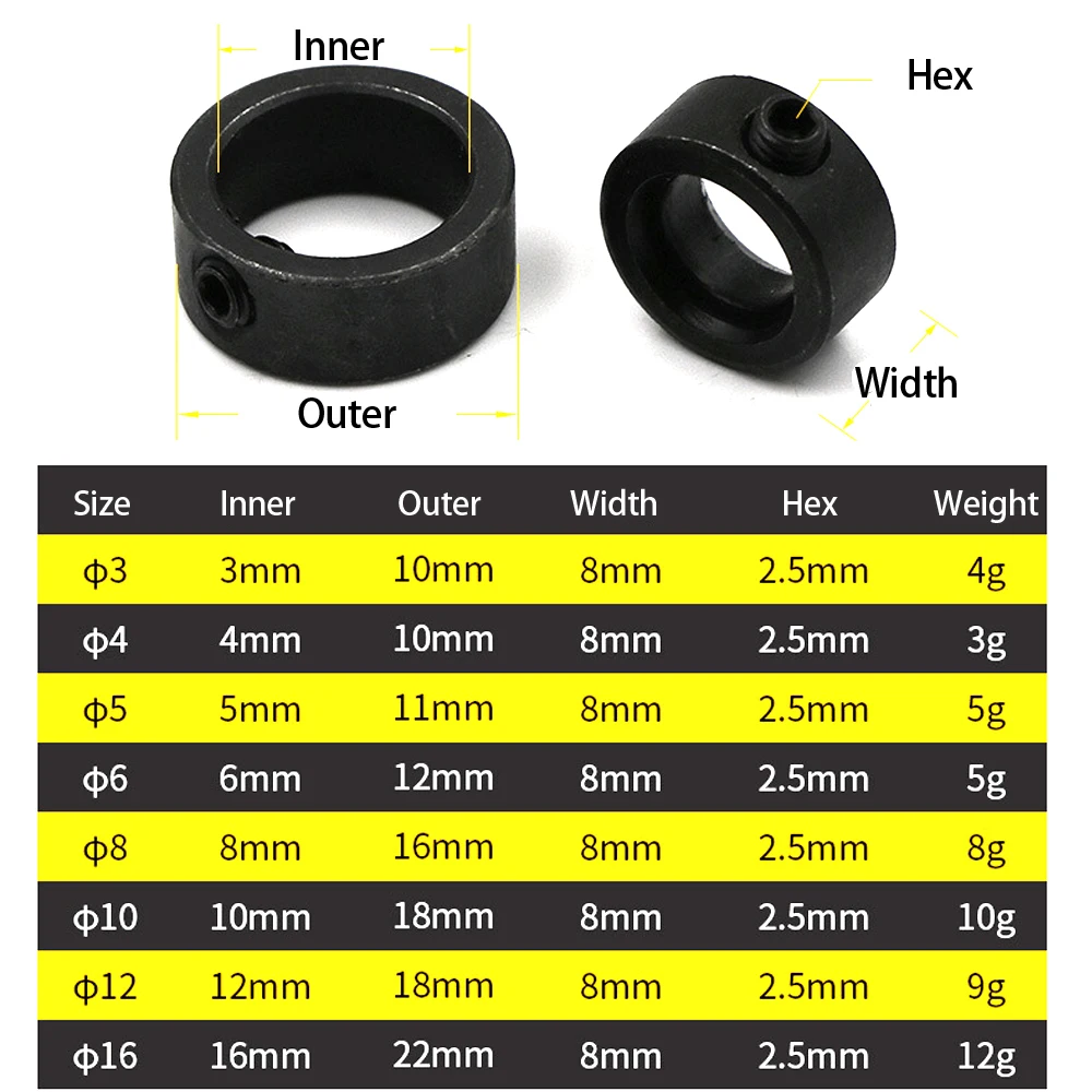9pcs Woodworking Drill Bit Depth Stop Collars Ring Dowel Shaft Chuck Wrench Ring Drilling Positioner Spacing Ring Locator Tool